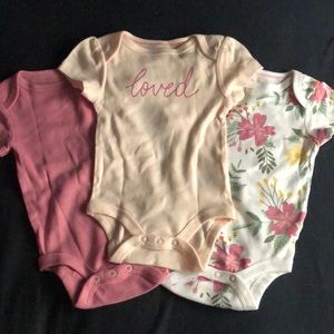 Set of 3 cloud island bodysuits pink 0-3m